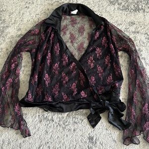 Gabi USA lace open front tie long sleeve shirt gothic style